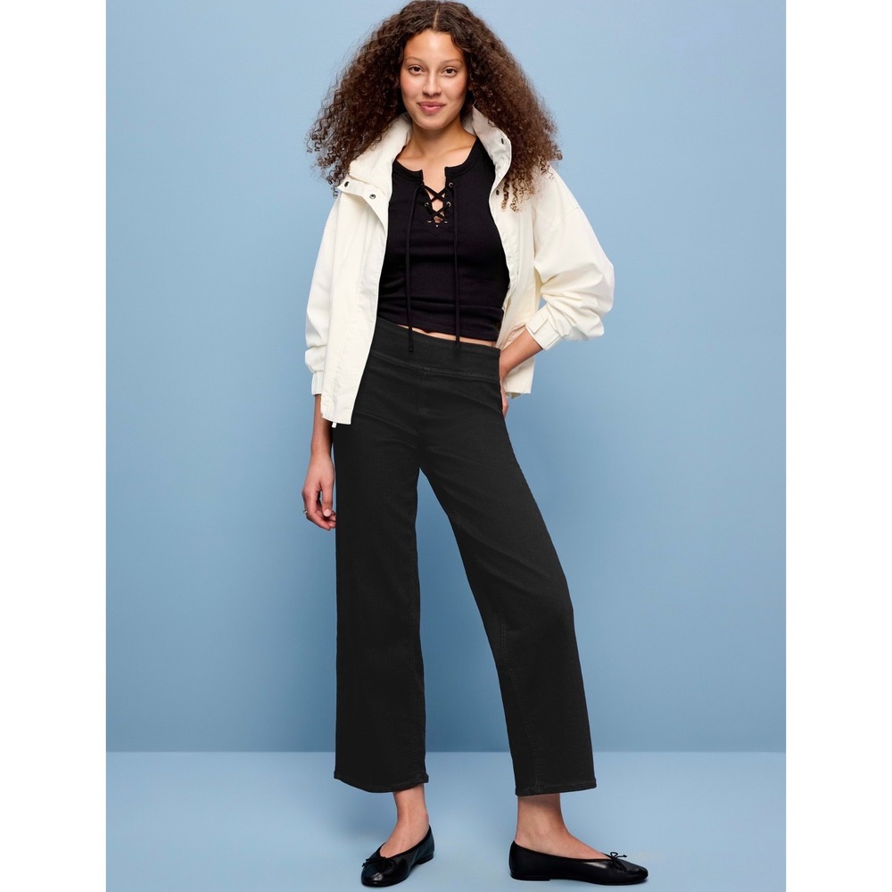 Old Navy High-Waisted Weekender Pull-On Crop Wide-Leg Jeans Black Size 10 M